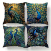 4pcs Vintage Peacock Oil Painting Pattern Throw Pillow Covers, 18x18 Inches - Soft Velvet Material, Zippered, Machine Washable, Suitable For Living Room And Bedroom Decor.