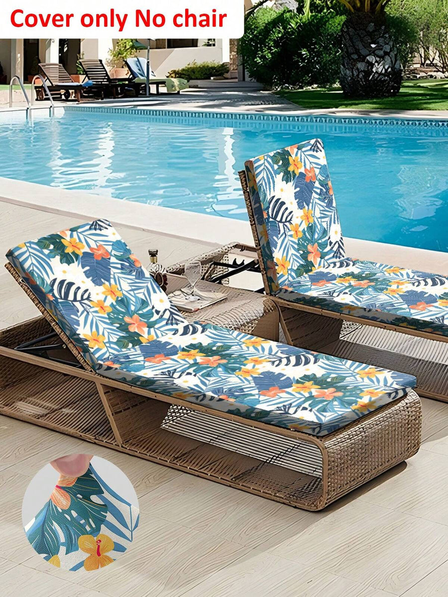 1pc Printed Milk Silk Beach Chair Cover, Removable & Washable Elastic Beach Chair Slipcover, Protective Cover For Pool, Beach